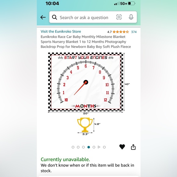 Race car Monthly Milestone Blanket - Picture 4 of 4